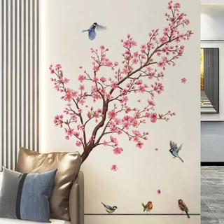 Adesivo De Parede De Pêssego Botânico Para Sala Quente, Decoração De Fundo De Sala De Estar Adesivos De Parede Removíveis Autoadesivos