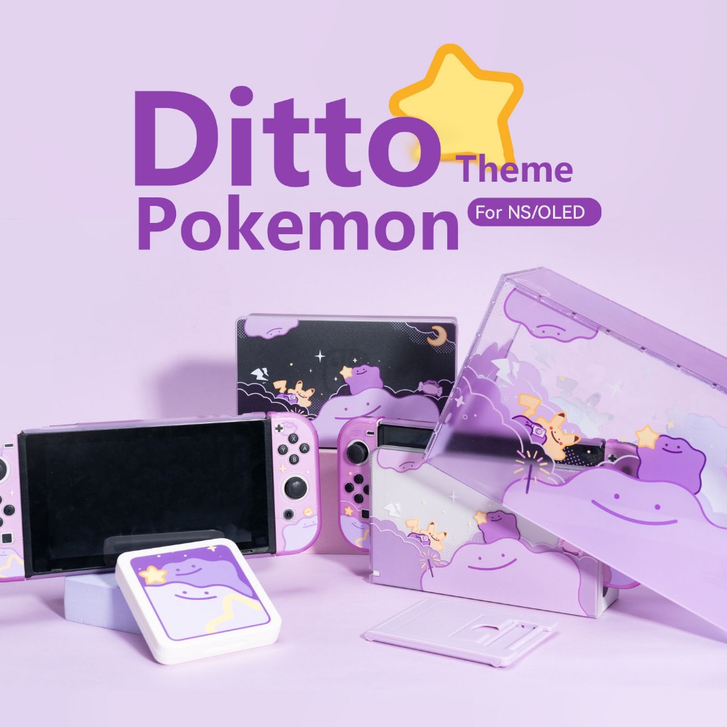 GeekShare Switch Case Capa Dura Pokemon Ditto JOY-CON De Proteção Para O Polegar Nintendo OLED Protetora Pó Caixa De Cartão Saco De Armazenamento