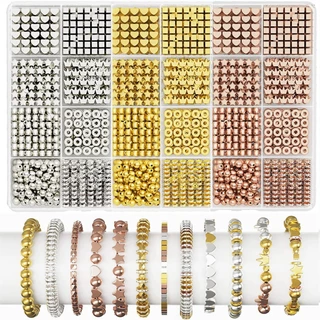 1740 Peças 8 Tipos Conjunto de contas espaçadoras ccb Conjunto de contas espaçadoras ccb Acessórios para jóias Acessórios para colar pulseiras feitas à mão