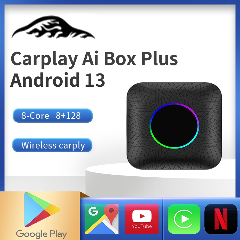 Carlinkit Carplay Ai Box Led Android 13 8+128GB QCM6225 TV sem fio de 8 núcleos Auto Youtube Netflix