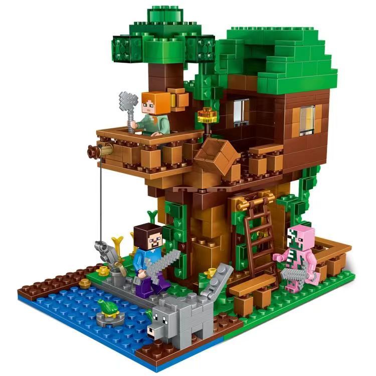 Compatível com os blocos de construção de Minecraft Lego Órgãos Órgãos da Caverna Pequena Casa da Árvore Mina Moinho de vento Casa da Árvore Brinquedos Infantis Sacos coloridos