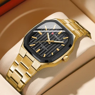 Novo Relógio Original CURREN Top Brand Design Único Square Vintage Dial Aço Inoxidável Ponteiros Luminosos Negócios De Lazer Quartzo Analógico À Prova D