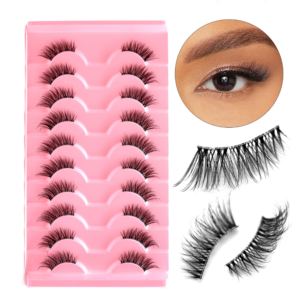 Falsos Cílios Cílios Meio Cílios Estilo Natural de Haste Transparente