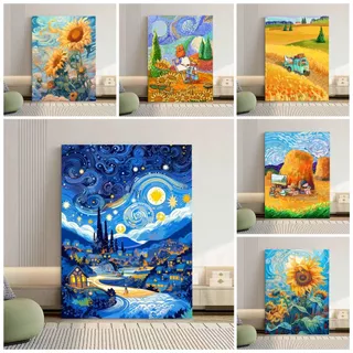 Pintura numerada(20*30/30*40cm) série Van Gogh DIY hand drawn Pintura decorativa