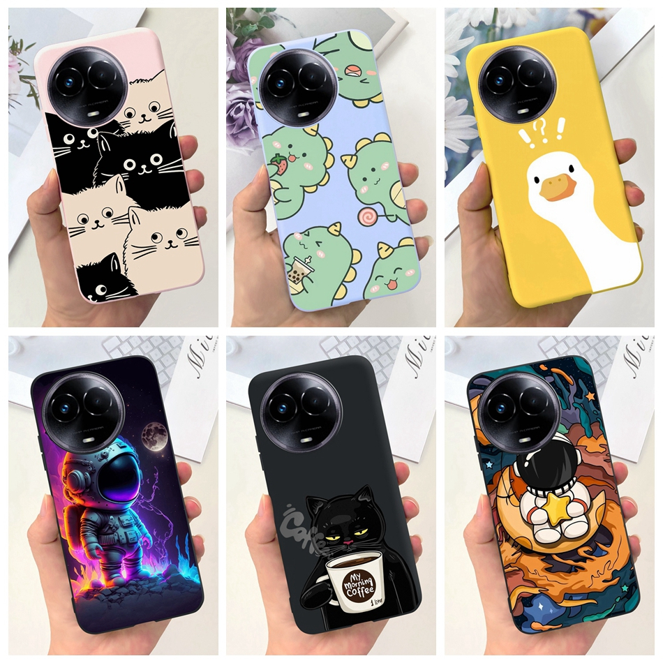 Para Realme 11 5G 11x RMX3780 RMX3785 Dinossauro De Gato Fofo Pato Astronauta Cartoon Jelly Phone Casing Realme11x Caixa De Silicone Macia TPU