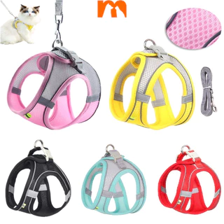 【Muhsinpet】Cachorro Peitoral Trela Para Cão de estimação Coleira para Cachorros e Gatos malha respirável Universal Reflexo ajustável Outing Dog Leash Cat Leash