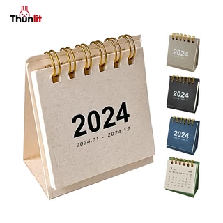 Thunlit Mini Calendário 2024 Minimalista Criativo Pequeno De Mesa Bonito Decoração Horário Planejador De Horários Papelaria De Escritório Escolar