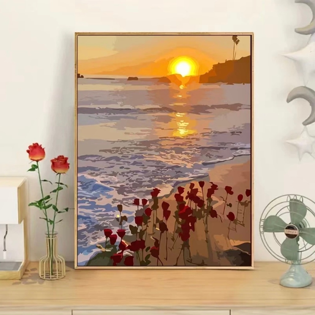 Pintura numerada(20*30/30*40cm) flor do mar pintura por número pintura acrílica pintura em tela pintada à mão pintura decorativa