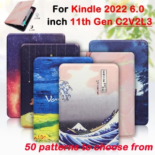 Novo Kindle 11th Gen 2022 6.0 Polegadas E-book Flip Cover Casing Amazon 6.0'2022 C2V2L3 Couro Pintado PU Smart Wake up Da Capa Do Sono