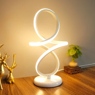 [lifelikestore.br] Lâmpada De Mesa Para Sala De Estar 86-260V Leitura Luz Moderna Em Espiral LED Metálica Decorativa De Cabeceira Decoração De