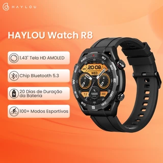 Haylou R8 Smartwatch Relógio Masculino Inteligente Tela AMOLED de 1,43