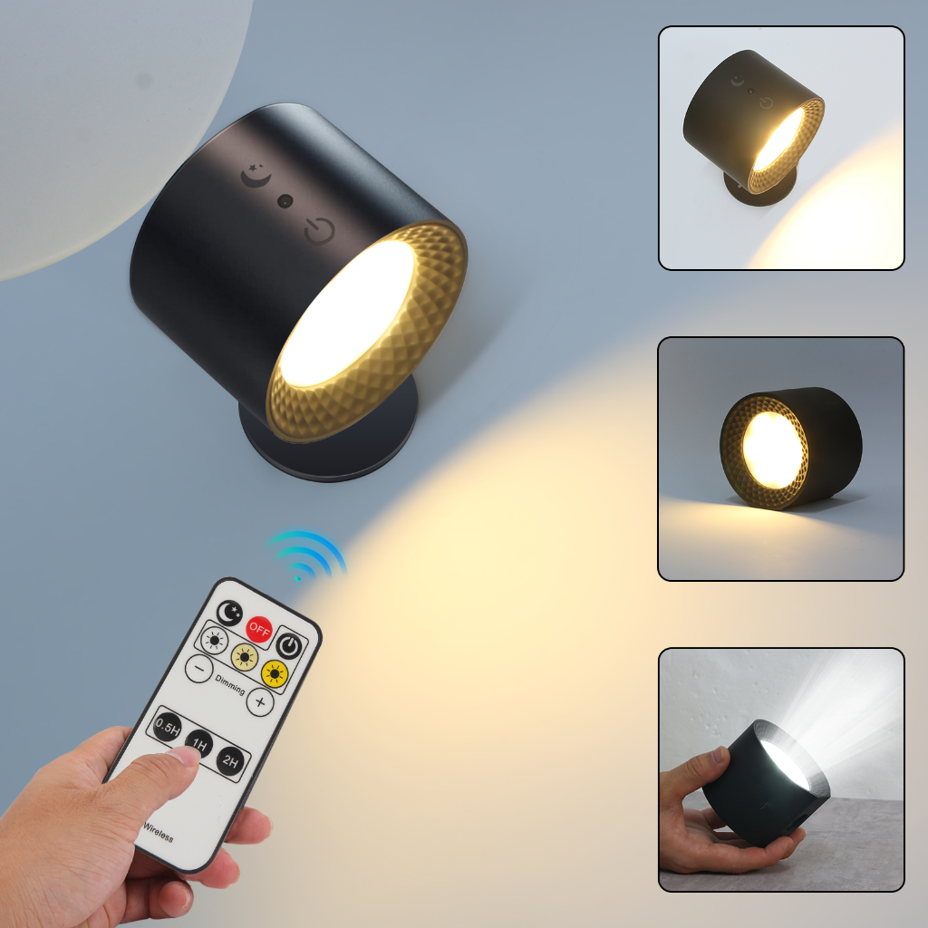 Lâmpada LED Wall Sconce Mounted Lamp Controle De Toque Recarregável 3 Cores De Leitura 360 ° Rodar Luz Noturna Magnética Ball