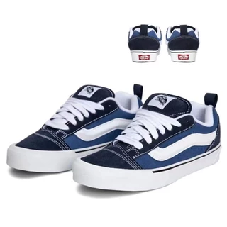VA & 0ONS Knu Skool Moda Casual Americana Retro Azul Desbotado E Alargado Sapatos De Lona Baixa