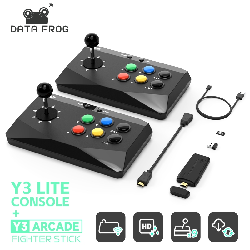 DATA FROG Y3 Arcade 4K Console De Vídeo Game Com Teclado De Jogo Stick De 10000 Jogos Embutido Para PS1/FC/GBA Retro TV Dendy