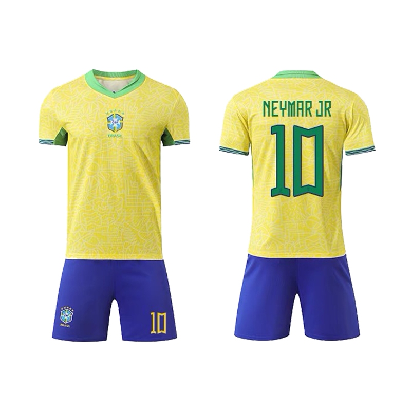 23-24 Nova Camisa De Manga Curta De Futebol Uniforme Da Equipe Nacional Brasil No . 10 Neymar 20 vinicius home suit