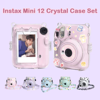[Film Lab] Capa Capinha Transparente Instax Mini 12 Case Para Câmera Instantânea Capa Protetora Com Alça Com Adesivo CAA21