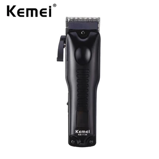 Aparador De Cabelo Kemei 8W Barber Hair Clipper Fade Blade Homem Recarregável Máquina De Corte Cônico Elétrico Sem Fio Display LCD