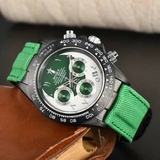 Relógio masculino elegante com cinto de aço inoxidável, boa qualidade, estilo clássico, série Rol, Daytona, movimento com temporizador de 6 mãos