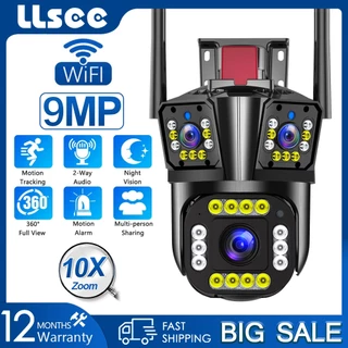 LLSEE 9MP 4K 3 Lentes 10X Ampliação CCTV Sem Fio À Prova D'água IP66 WIFI Câmera 360 Visão Noturna Colorida Rastreamento Móvel De Chamadas Bidirecionais