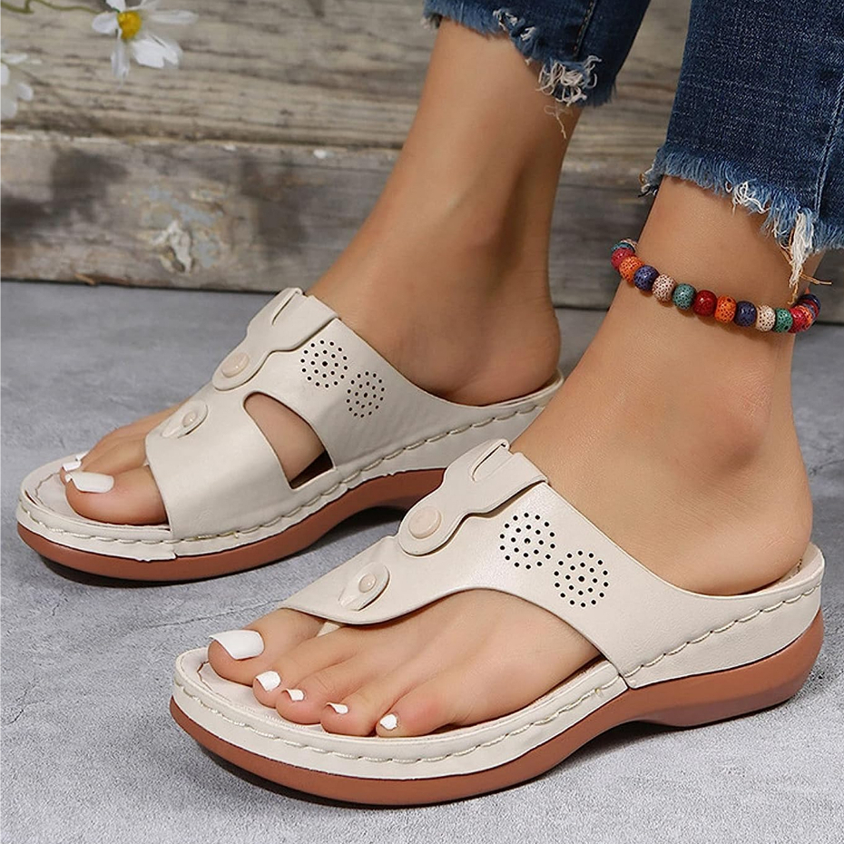 Sandálias Flip Flops De Verão Femininas Com Suporte Em Arco-Clip Leve E ...