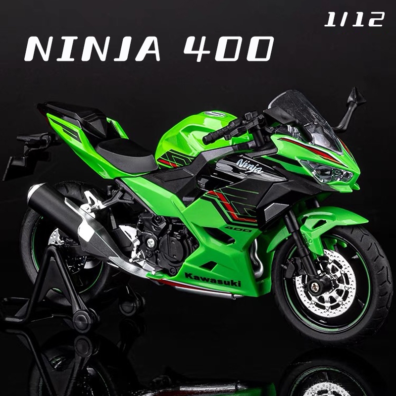 1 : 12 Balança Kawasaki Ninja 400 Alloy Motocicleta Modelo Diecast Carro Som Leve Coleção Amantes De Carros Kids Aniversário Gift Metal Boys Toys