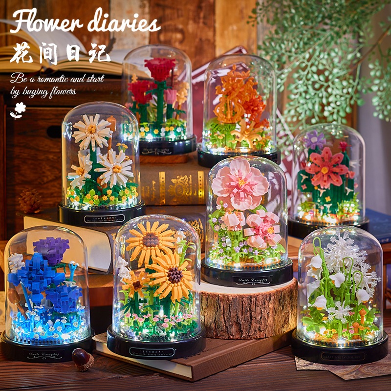 Brinquedos Para Meninas E Meninos Rose Tulip Sunflower Building Block Cravos