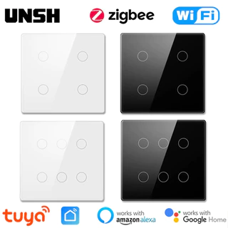 4/6 Gangue Tuya WiFi ZigBee US EU KR Interruptor Inteligente De Luz De Parede Brasil 4x4 Touch Panel Smart Life Via Alexa Google Home Alice
