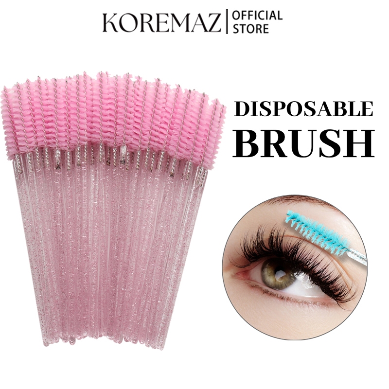 KOREMAZ 50pcs Escovinhas De Cílios Sobrancelha Glitter Extensão e Alongamento Descartável
