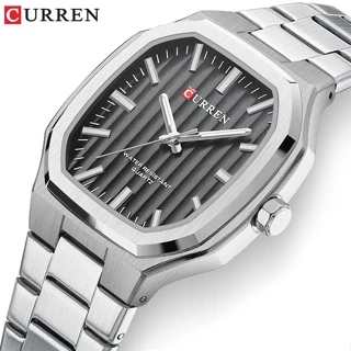 Original CURREN Relógios Masculinos Novo Quadrado Retro Estilo Minimalista Moda Casual Empresarial Desportos Luminoso Aço Inoxidável Quartzo À Prova D