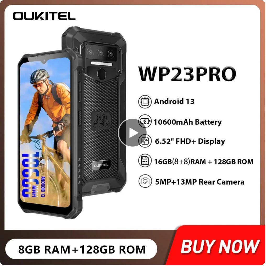 BR OUKITEL WP23 Pro 8GB 128GB 10600mAh Bateria Android 13 OS 13MP Câmera 6.52 Polegadas Tela HD 4G LTE NFC IP68 À Prova D'água
