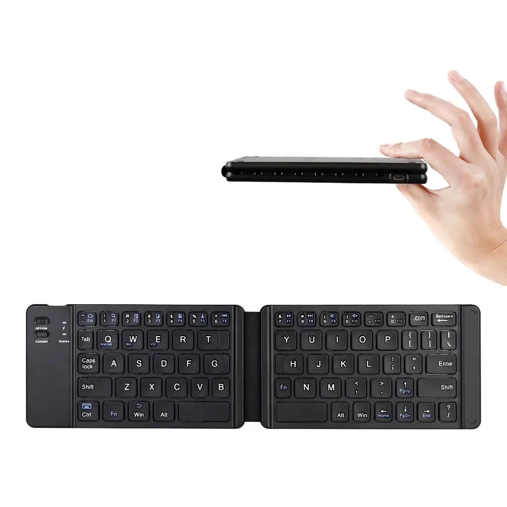 Teclado Portátil Sem Fio Bluetooth 5.1 Dobrável Sincronização De Até 3 Dispositivos Mini Para Windows Android IOS Tablet Phone