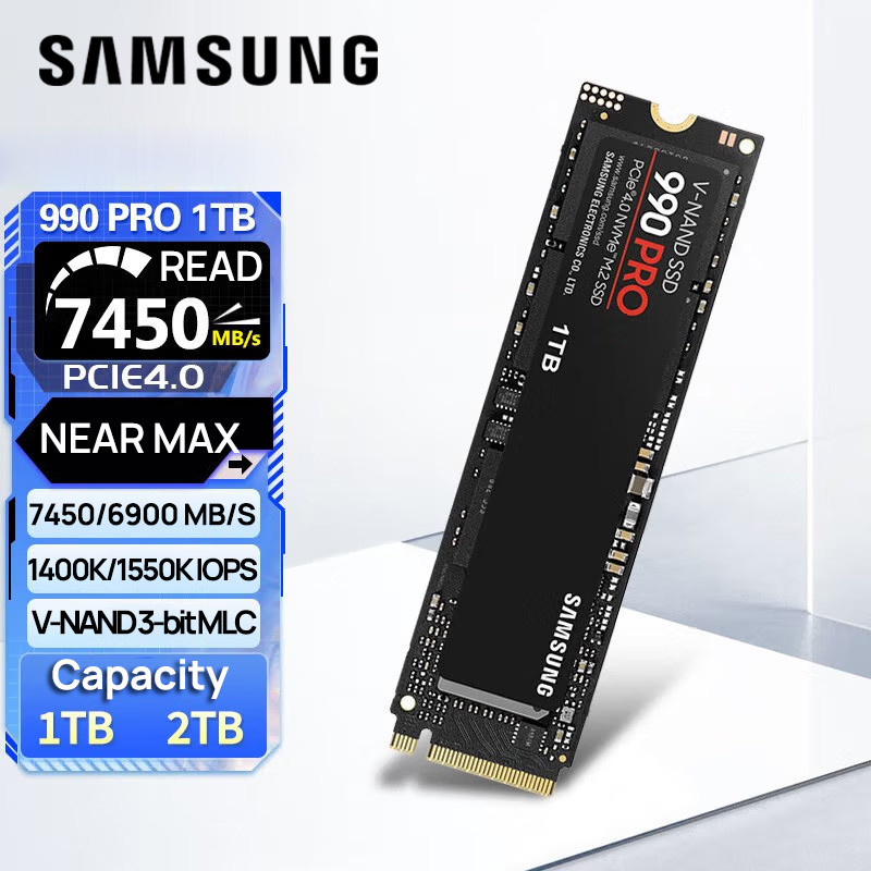 SAMSUNG 1TB M2 2280 SSD 990 PRO 2TB Unidade Interna De Estado Sólido PCIe Gen 4.0 x 4 NVMe 2.0 Para Computador Desktop 100 % Original