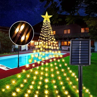 Luz Solar De Estrela pentagonal Para Árvore De Natal Ao Ar Livre Com design À Prova D