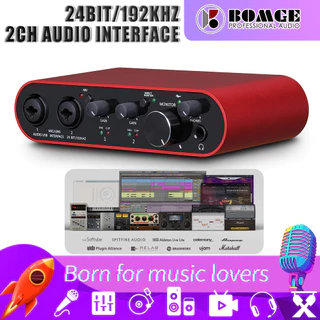 BOMGE 22S Interface De Áudio USB SOLO Red Com XLR/48V Phantom Power , 24Bit/192kHz Alta Fidelidade , Para Misturador De Estúdio Guitarrista , Vocalista , Podcaster , Produtor , Plug a