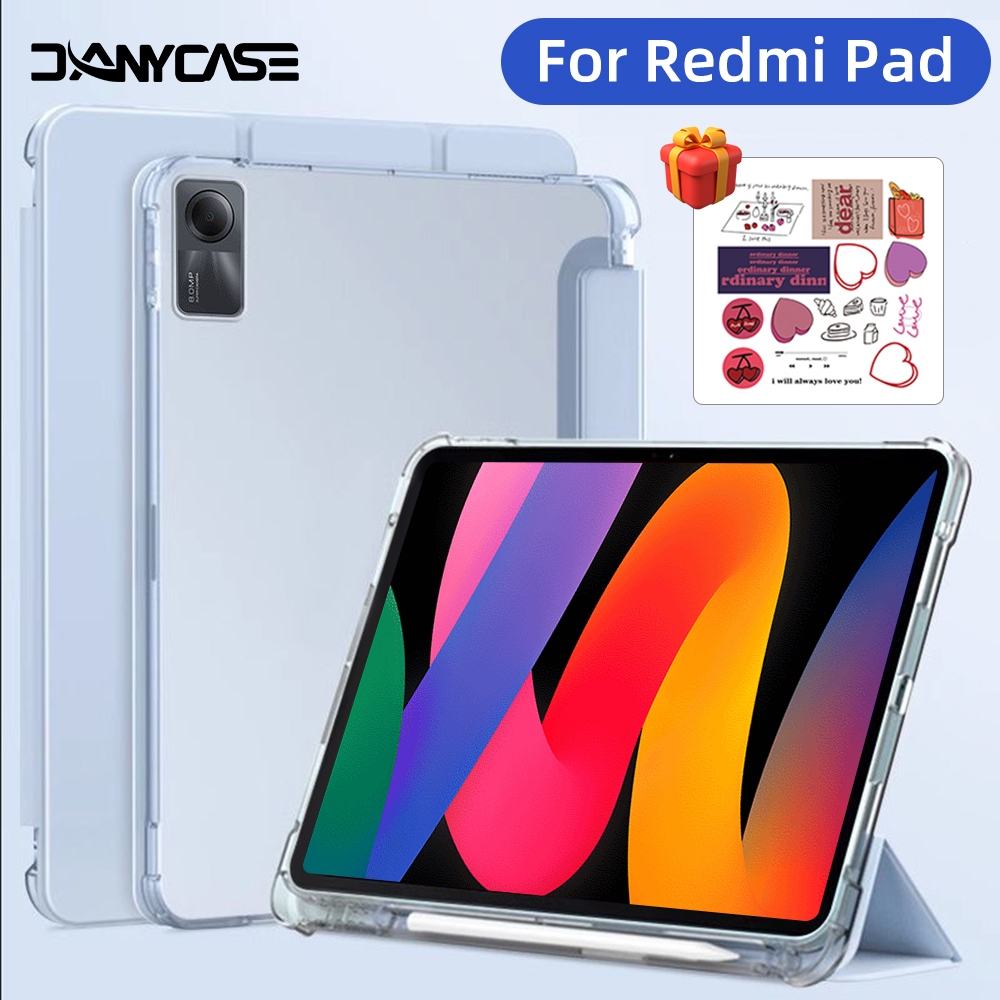 Estojo Transparente Para Xiaomi Redmi Pad 10,61 Polegadas SE 11 Nova Versão De Couro De PU Com Três Dobras Ranhuras Caneta