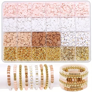 2150 Peças Estilo Boêmio de Faça-você-mesmo Pulseira de Contas de Barro Conjunto de Pulseiras de Amizade Conjunto de Pulseiras de Amizade Conjunto de Contas de Barro Branco Rosa Conjunto de Contas de Barro Branco Conjunto de