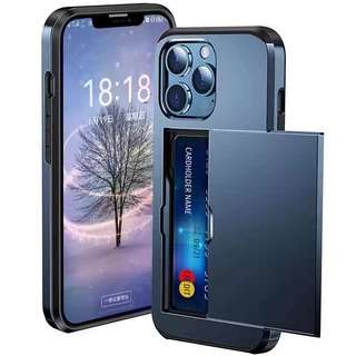 Para iPhone 15 14 Pro Max 13 12 11 Xs Xr X Capa De Armadura Rígida Anti-Impacto Com Slot De Cartão