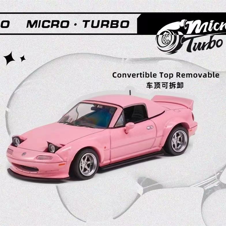 Microturbo 1: 64 MT Rosa Azul Mazda MX5 Telhado Leve Reversível Modelo de Carro em Liga Destacável