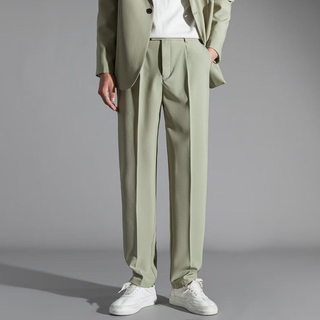 Calças masculinas Versão coreana Slim-fit Handsome Wear Confortável Cor Sólida Reta Casual Cor Sólida Casual Calças formais de escritório Z0541