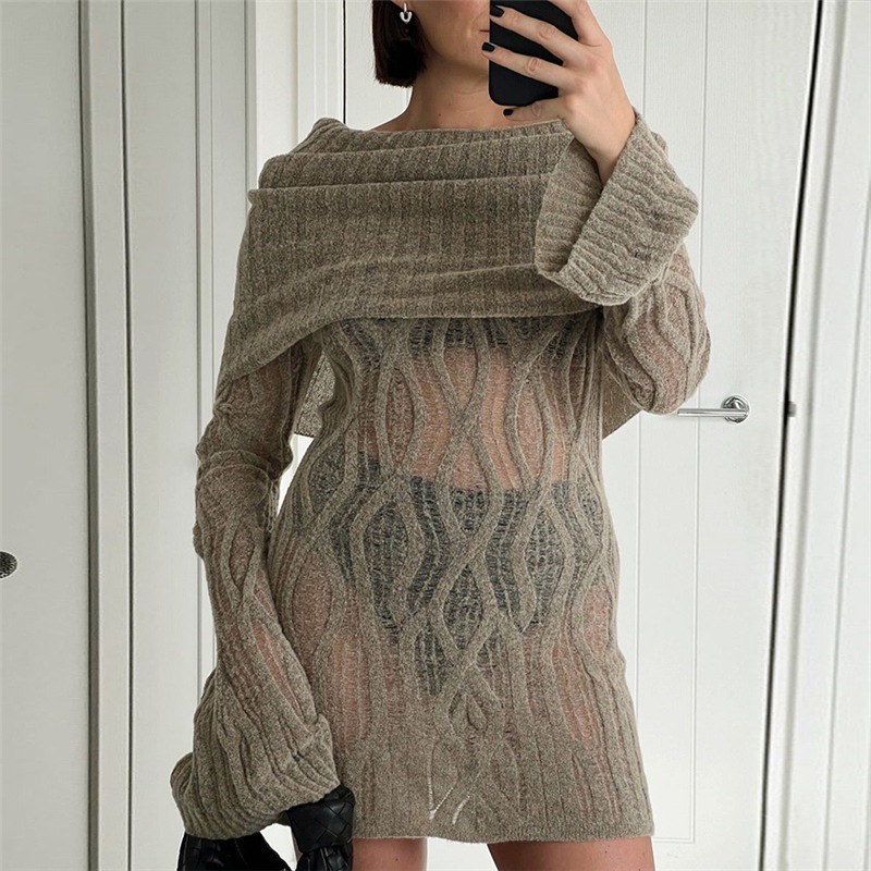 Kliou Halter Knitted Bandage Mini Dress Women Solid Sleeveless Backless  Body-shaping Concise Solid Robe Lady Summer New Vestido