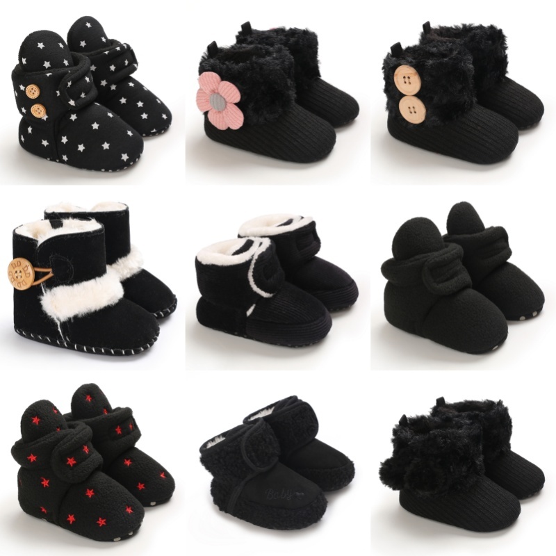 Botas De Bebê Pretas Para Homens E Mulheres , Quentes Bebês Sola Macia Caminhar