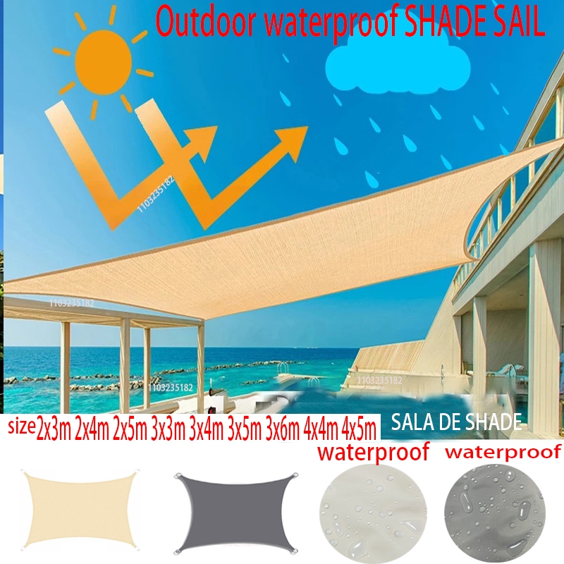 Guarda-Sol Exterior Pára À Prova D'água Vela De Jardim Terraço Carro Retangular De Piscina