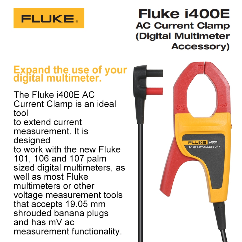 Pinza Amperometrica Fluke I400E, 400A AC, Con Spine A Banana 4mm E Custodia, Nuova