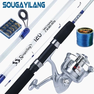 Conjunto De Carretéis De Cana De Pesca 1.2M-2.1M Portátil 2 Seções Vara De Isca Com 6BB 5.2 : 1 Engrenagem Carreto Alta Velocidade E Robalo Joran Pancing