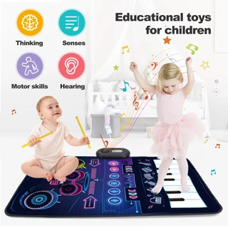 Tapete Musical Para Bebês , Teclado De Piano E Tambor De Jazz , Brinquedos Musicais 2 Em 1 Crianças , Toque No Chão , De