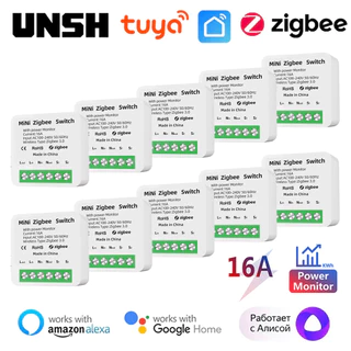 16A Tuya ZigBee Controle Inteligente De 2 Vias Com Monitor De Energia Mini Smart Breaker Vida Via Alexa Google Home