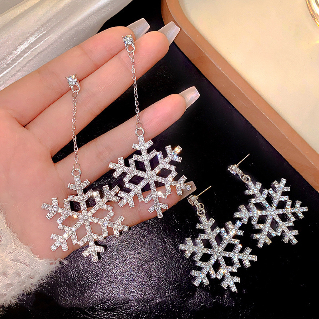 Brincos de Floco de Neve Grandes Diamante Completo Brincos de Moda High-End Exquisite