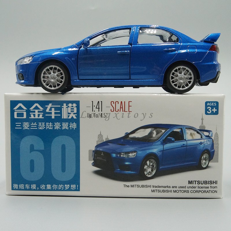 1 41 Diecast Metal Car Modelo Mitsubishi Lancer Evolution Miniatura R plica Pull Back Toy Para Presentes Infantis