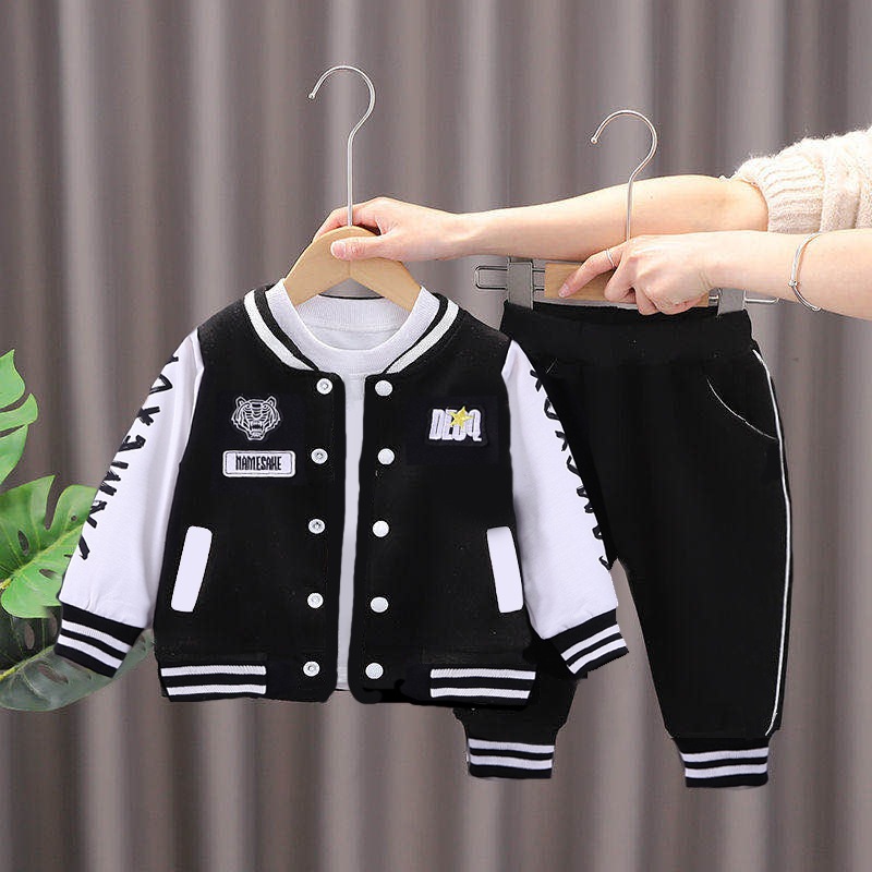 Casaco De Baseball Moda Infantil De Outono Para Meninas De Beisebol Impressão + Calças De 2 Peças Baby Boys Fashion Stripe Sports Set 9 Meses-4 Anos