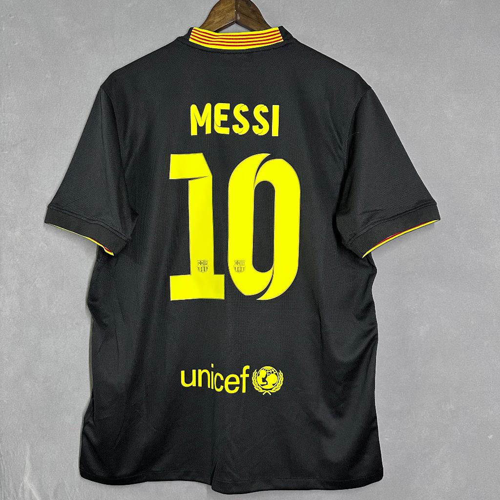 1314 Camiseta De Alta Qualidade Barcelona Fora MESSI Classic vintage Thai Versão retro Preta Solta Ventilado De Secagem Rápida Manga Curta Sports maillots